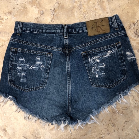 Calvin Klein Distressed Blue Jean Shorts Women 10 - Picture 5 of 6